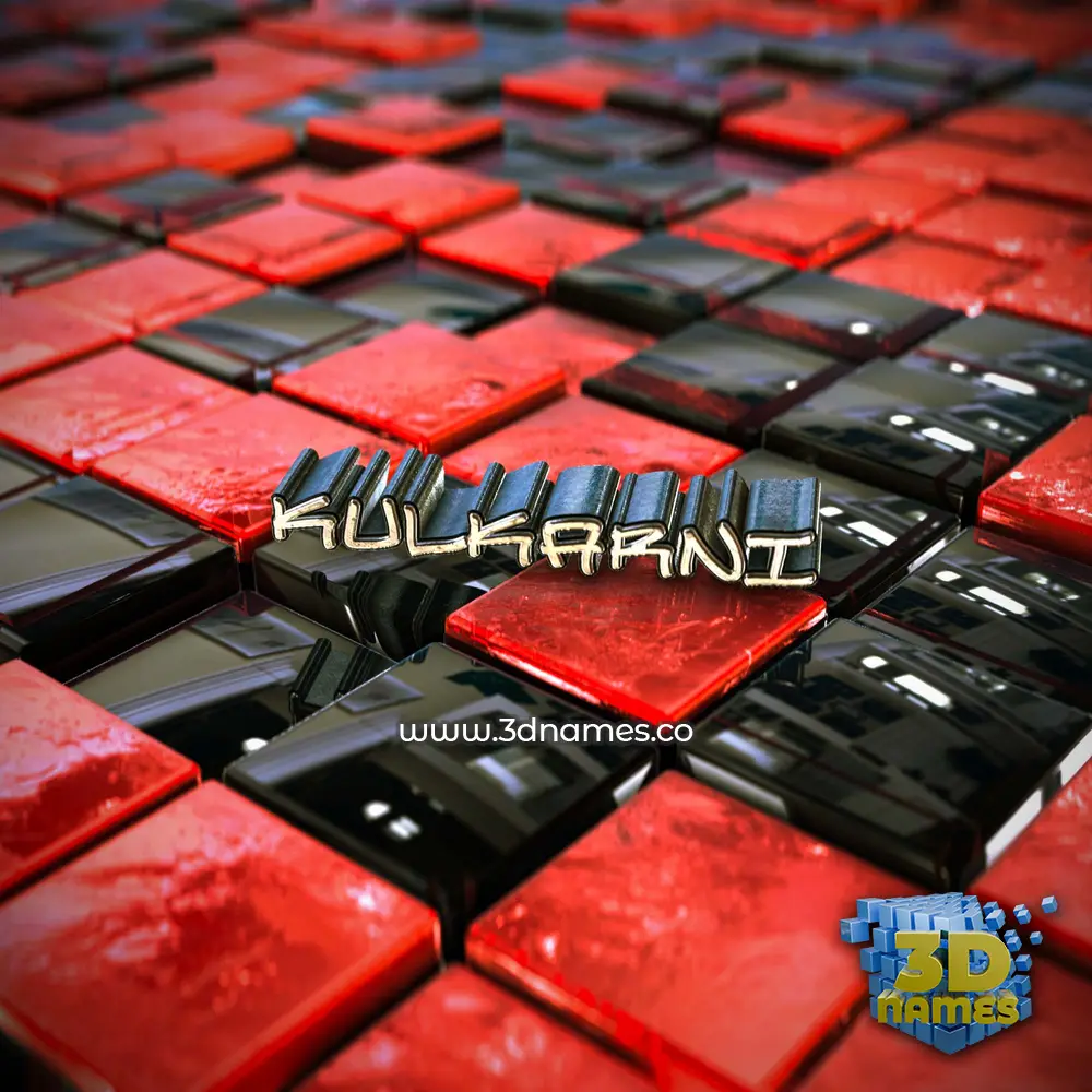 kulkarni in Red Checkered style - 3D name wallpaper