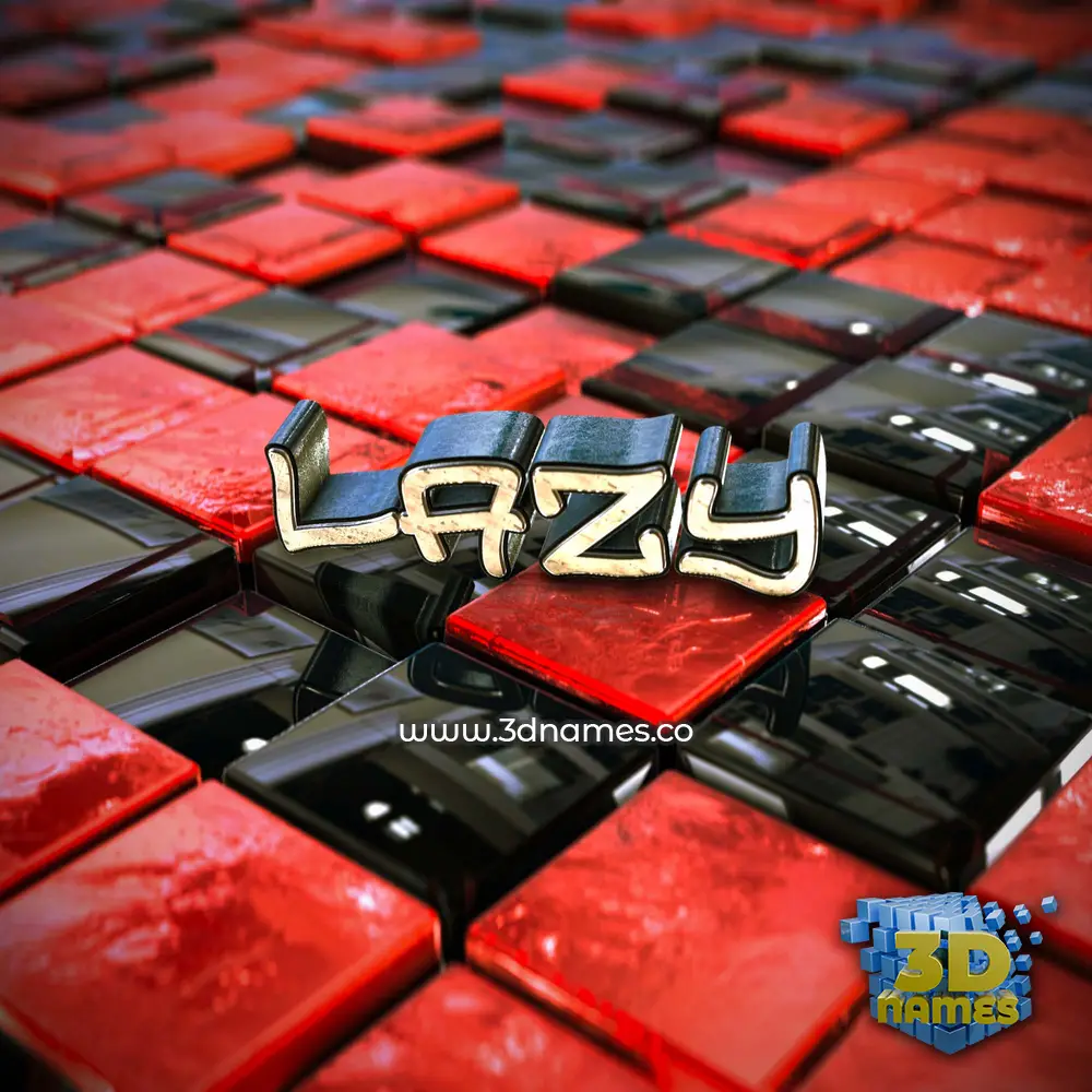lazy in Red Checkered style - 3D name wallpaper