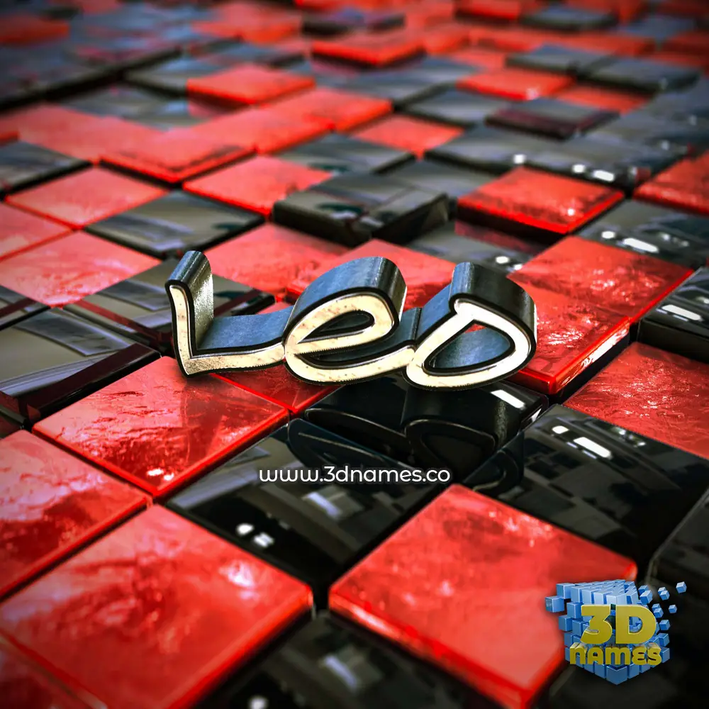 leo in Red Checkered style - 3D name wallpaper