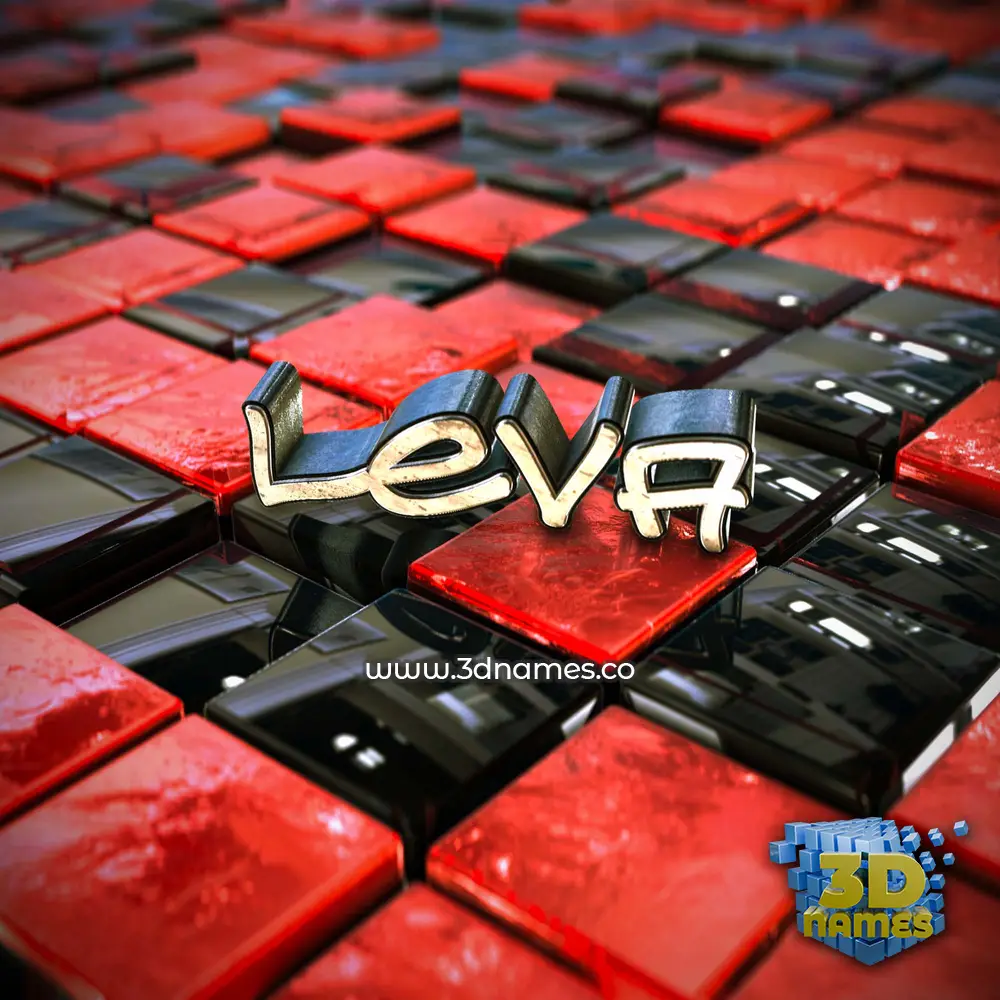 leva in Red Checkered style - 3D name wallpaper