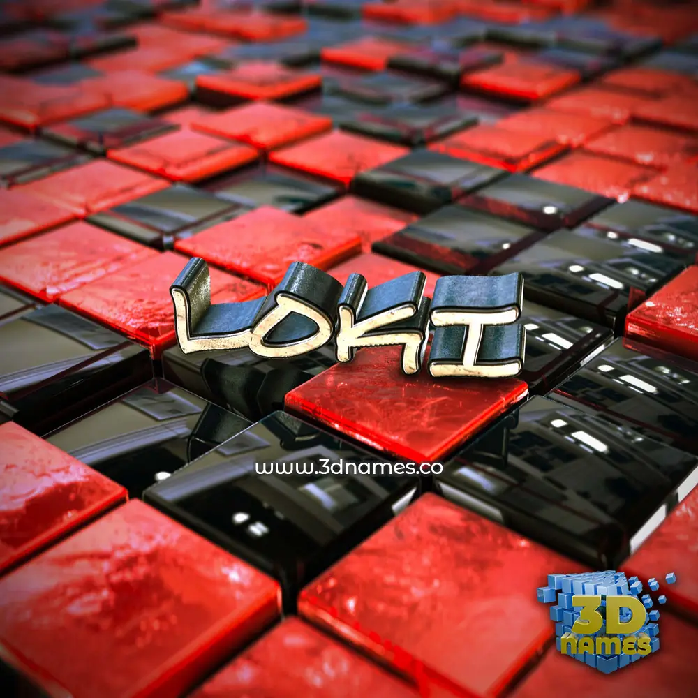 loki in Red Checkered style - 3D name wallpaper loki in Red Checkered style - 3D name wallpaper