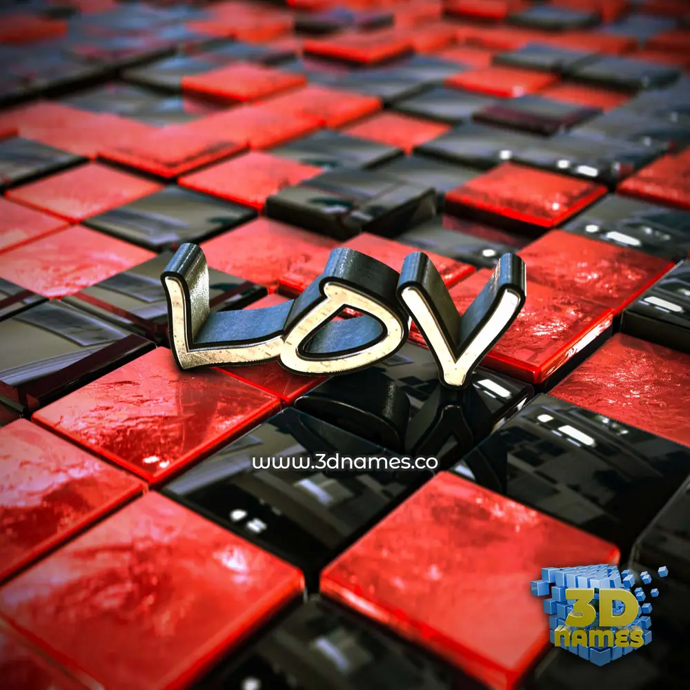 lov in Red Checkered style - 3D name wallpaper lov in Red Checkered style - 3D name wallpaper
