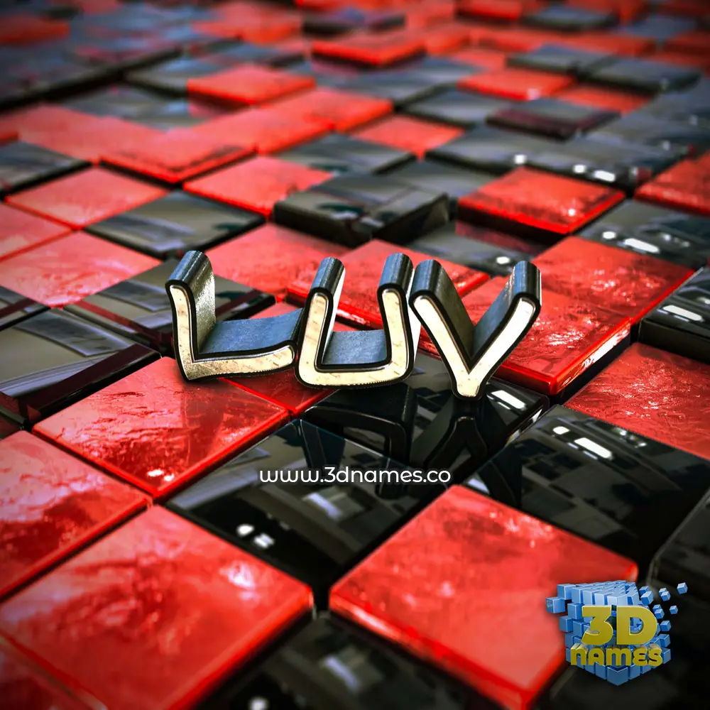 luv in Red Checkered style - 3D name wallpaper luv in Red Checkered style - 3D name wallpaper