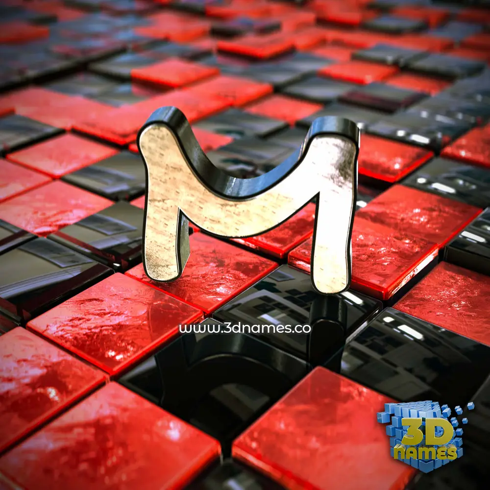 m in Red Checkered style - 3D name wallpaper m in Red Checkered style - 3D name wallpaper