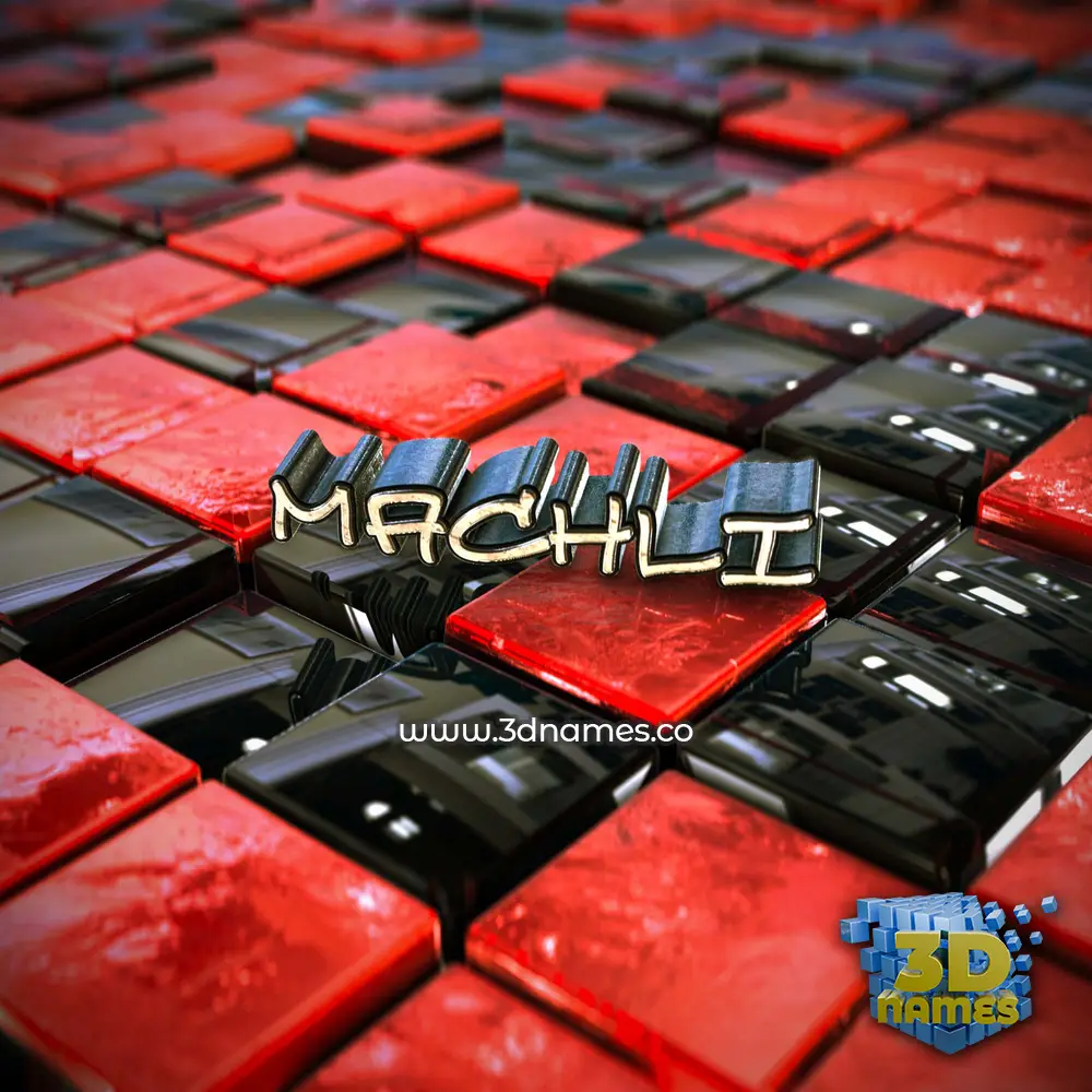 machli in Red Checkered style - 3D name wallpaper machli in Red Checkered style - 3D name wallpaper