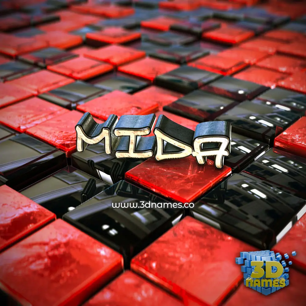 mida in Red Checkered style - 3D name wallpaper