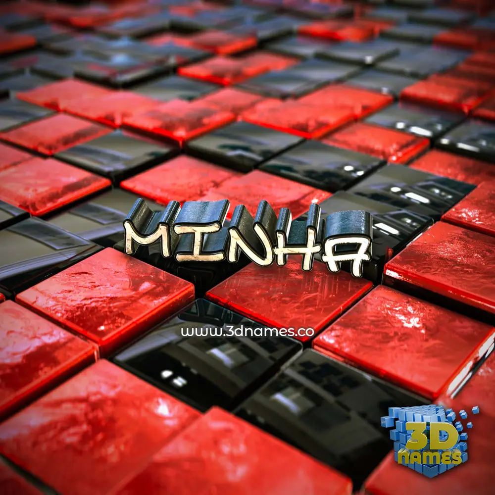 minha in Red Checkered style - 3D name wallpaper