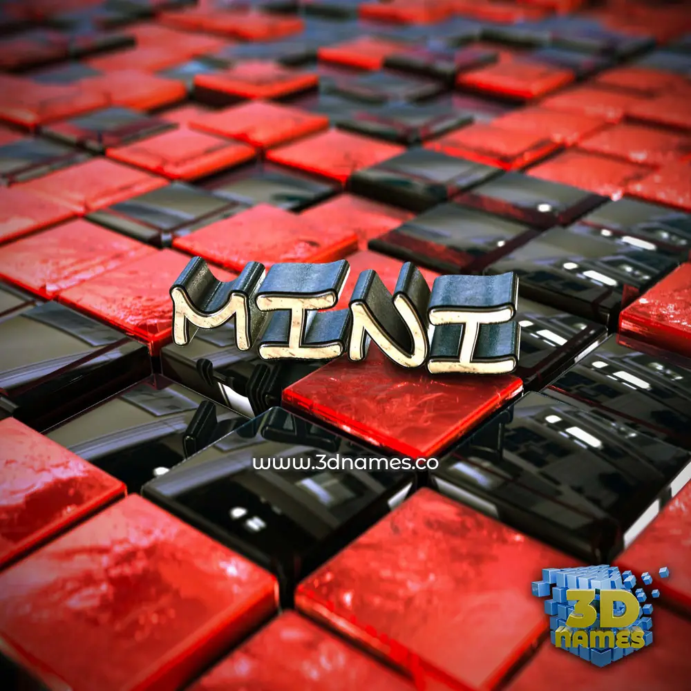 mini in Red Checkered style - 3D name wallpaper