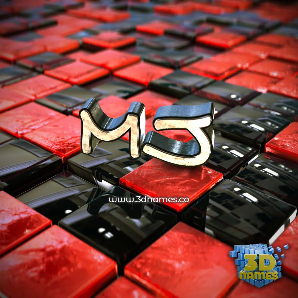 mj in Red Checkered style - 3D name wallpaper