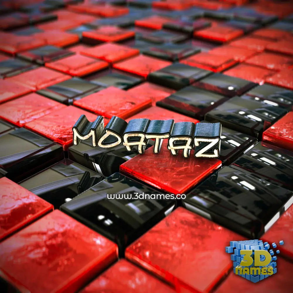 moataz in Red Checkered style - 3D name wallpaper