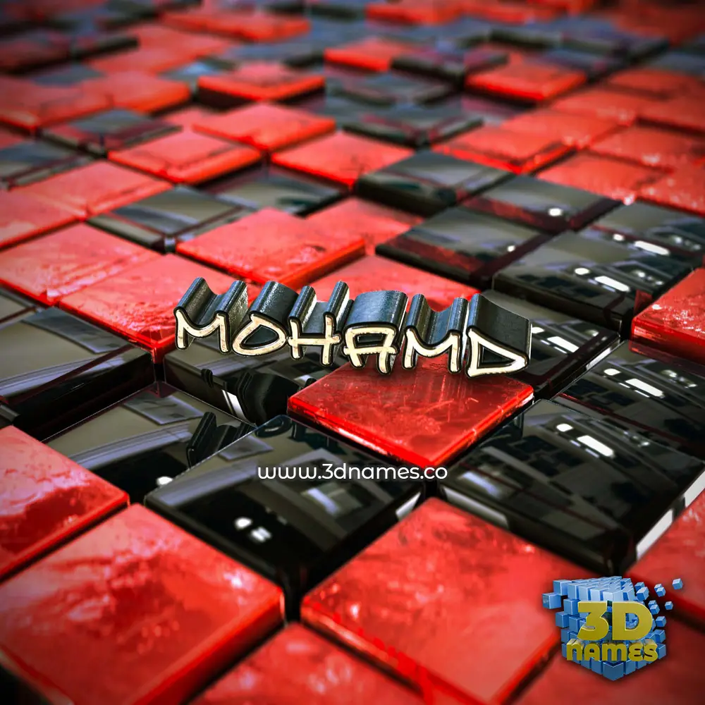 mohamd in Red Checkered style - 3D name wallpaper