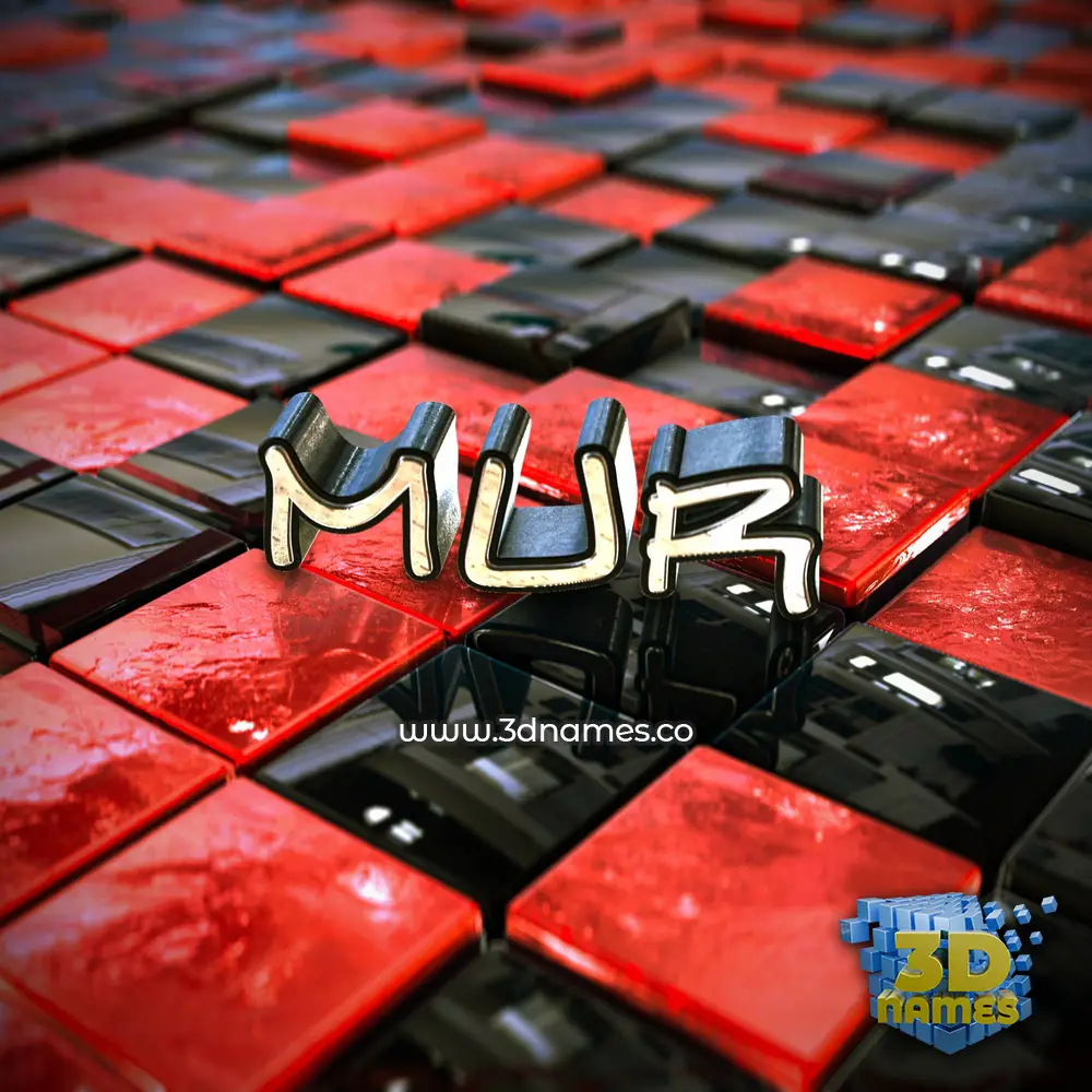 mur in Red Checkered style - 3D name wallpaper