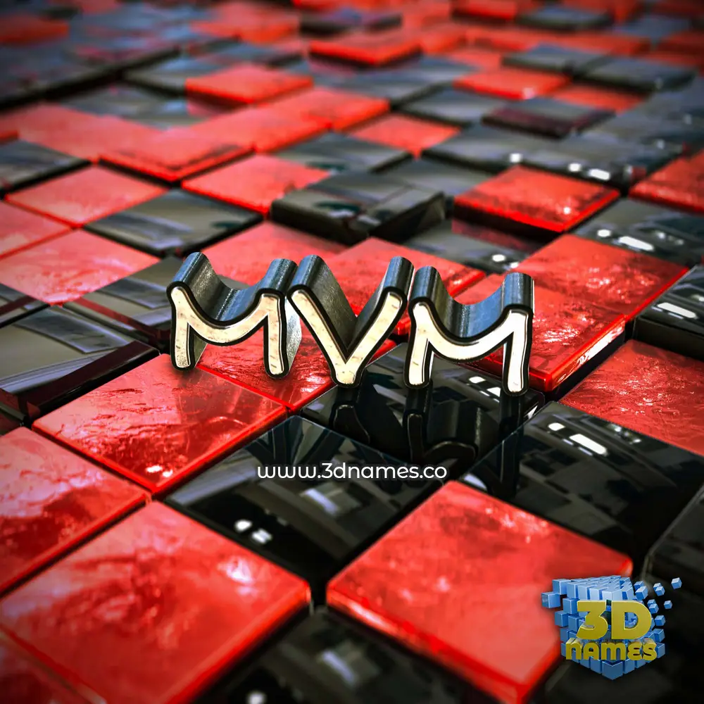mvm in Red Checkered style - 3D name wallpaper mvm in Red Checkered style - 3D name wallpaper
