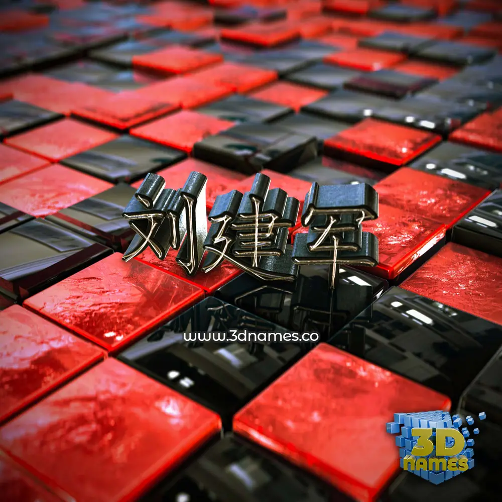 刘建军 in Red Checkered style - 3D name wallpaper