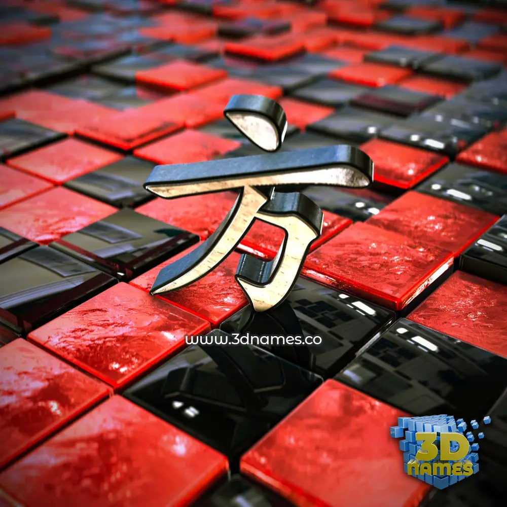 方 in Red Checkered style - 3D name wallpaper