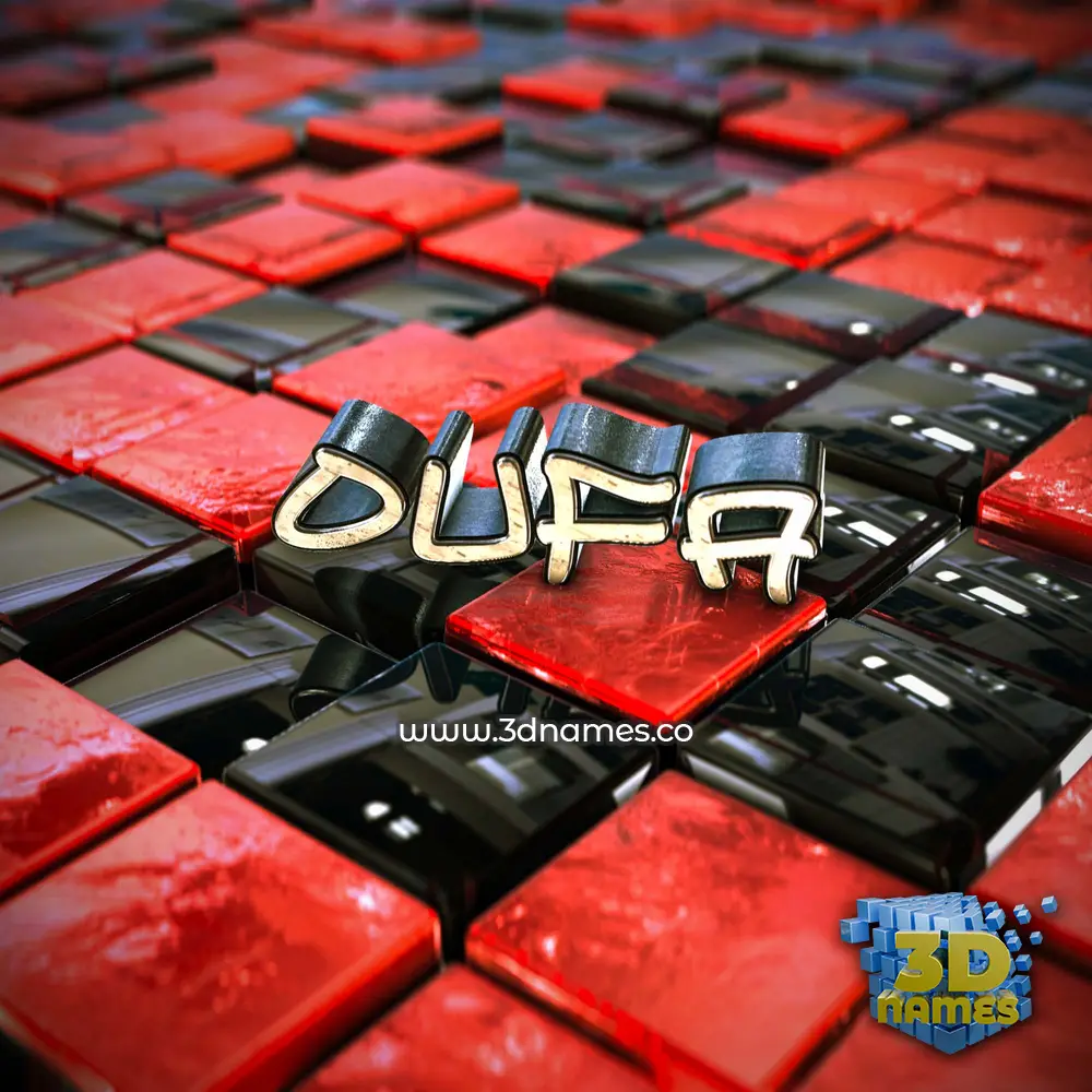 oufa in Red Checkered style - 3D name wallpaper