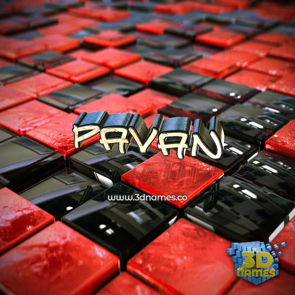 pavan in Red Checkered style - 3D name wallpaper