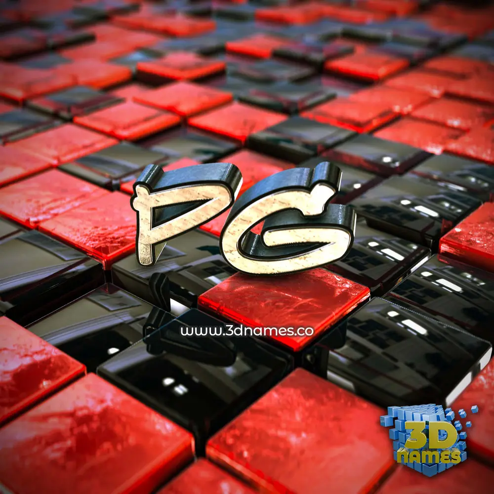 pg in Red Checkered style - 3D name wallpaper