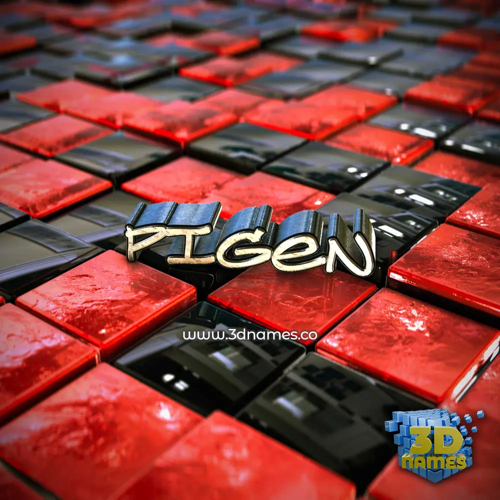 pigen in Red Checkered style - 3D name wallpaper