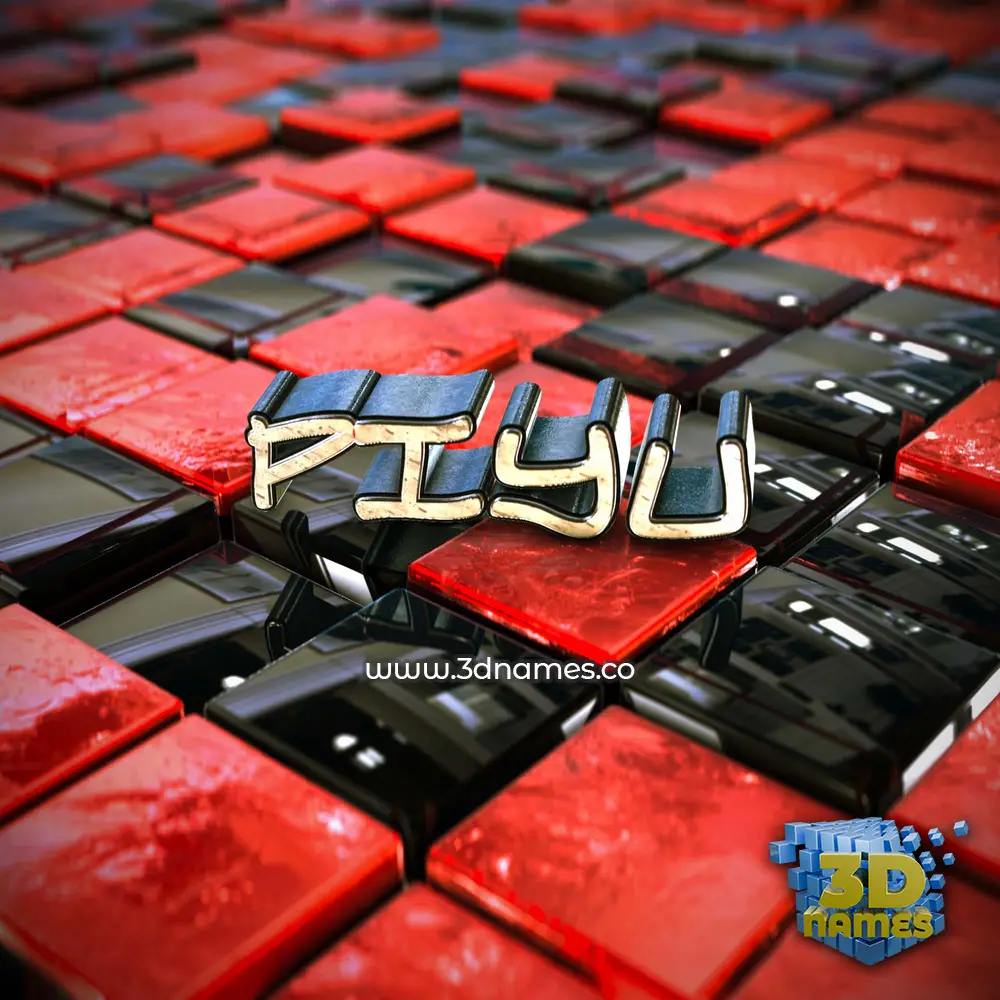 piyu in Red Checkered style - 3D name wallpaper