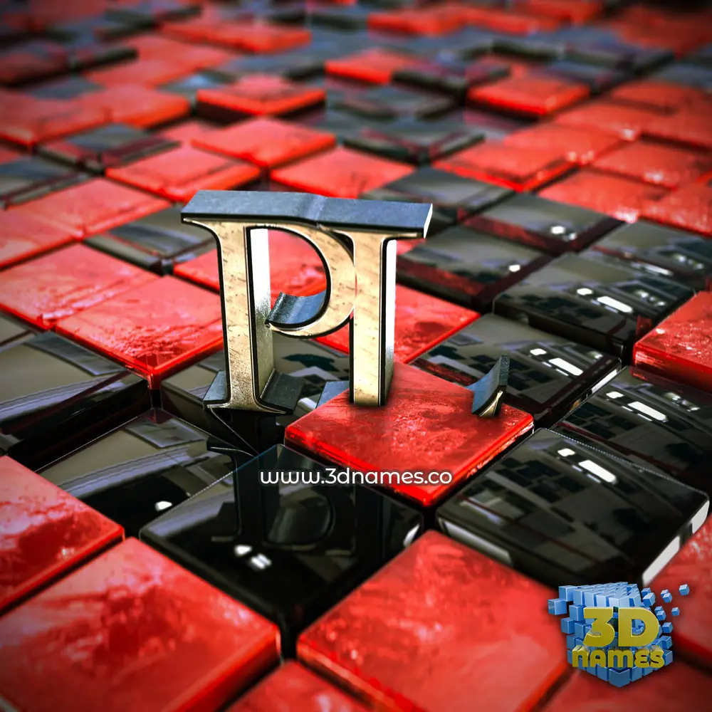 pl in Red Checkered style - 3D name wallpaper