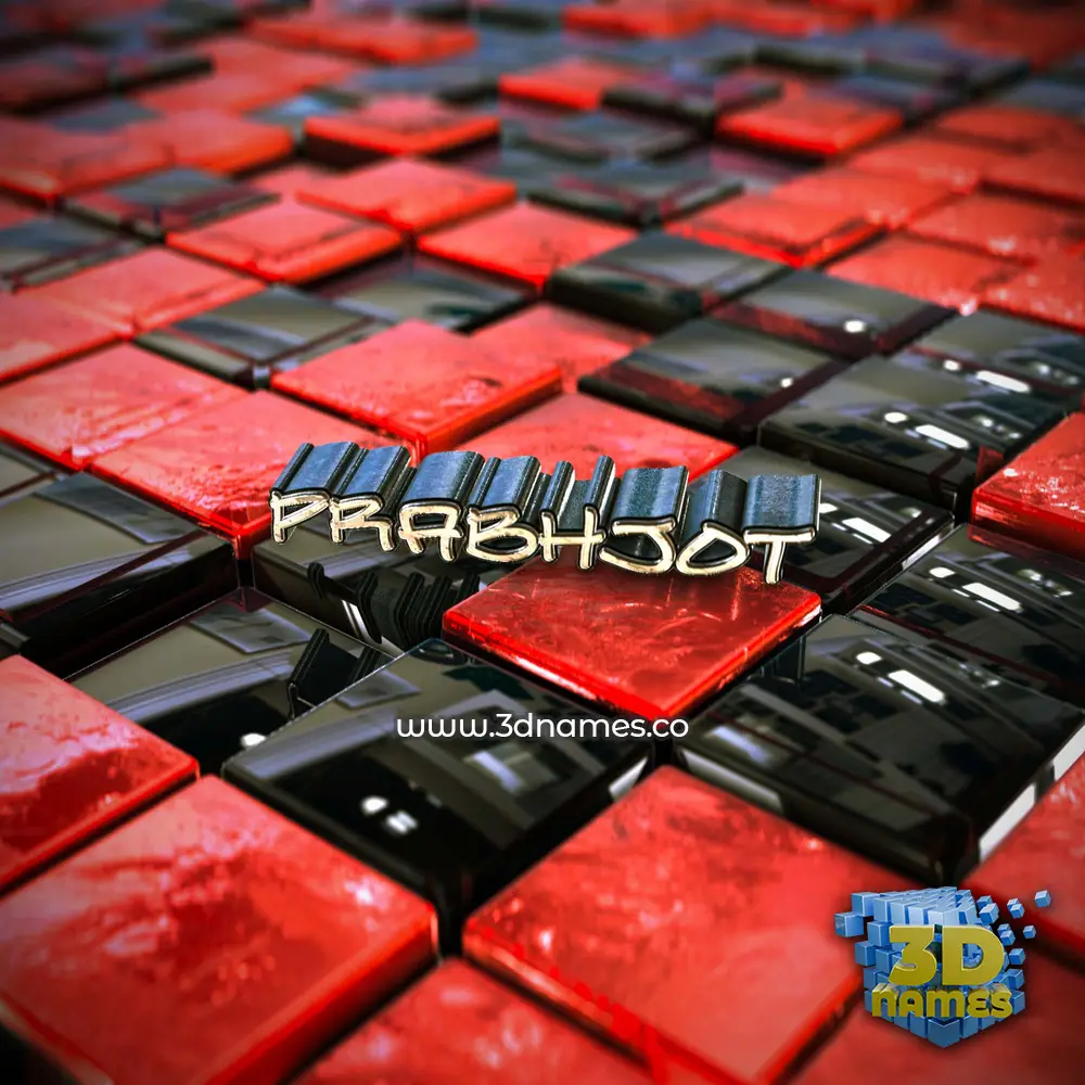 prabhjot in Red Checkered style - 3D name wallpaper