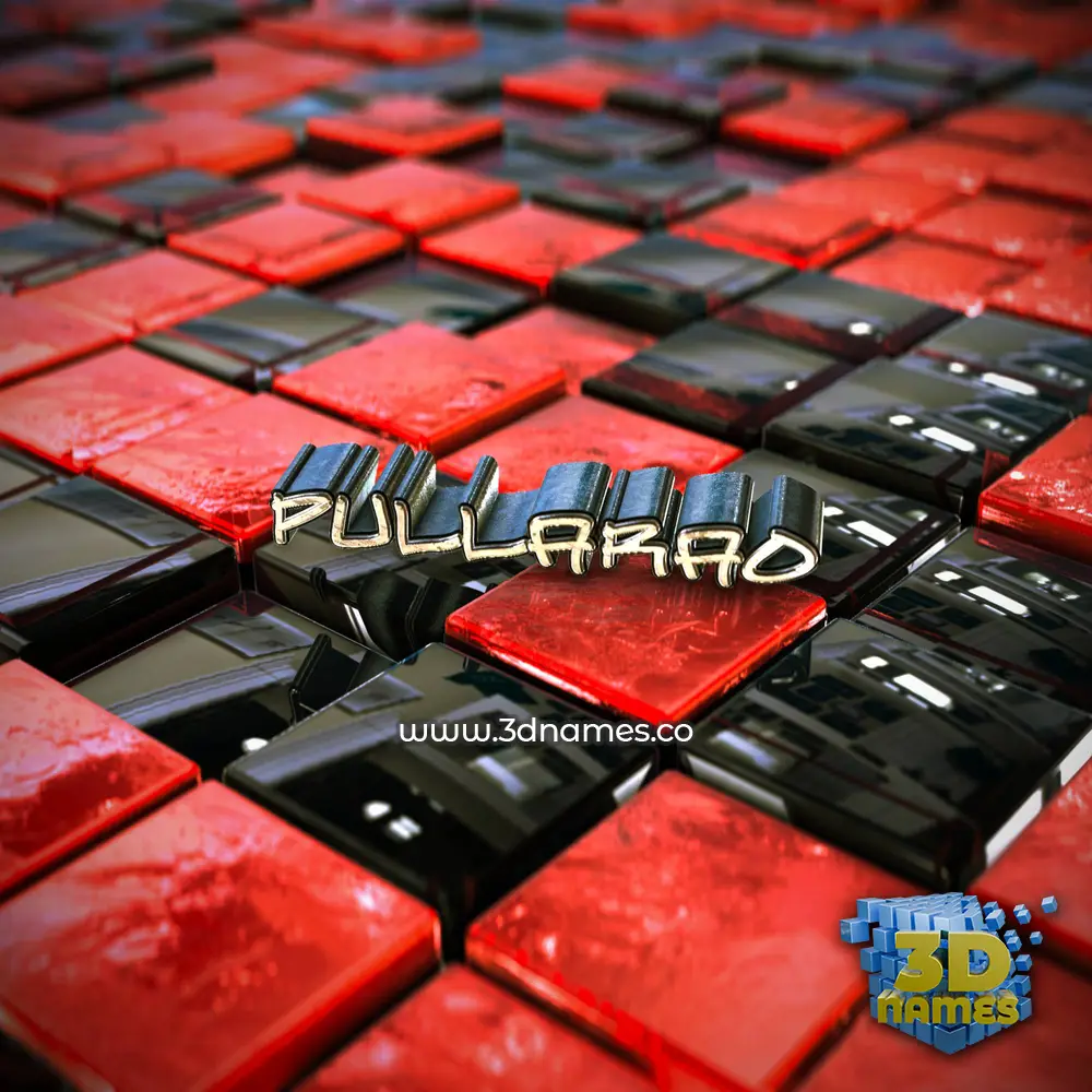 pullarao in Red Checkered style - 3D name wallpaper