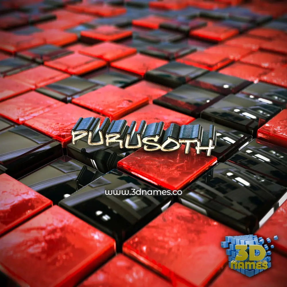 purusoth in Red Checkered style - 3D name wallpaper