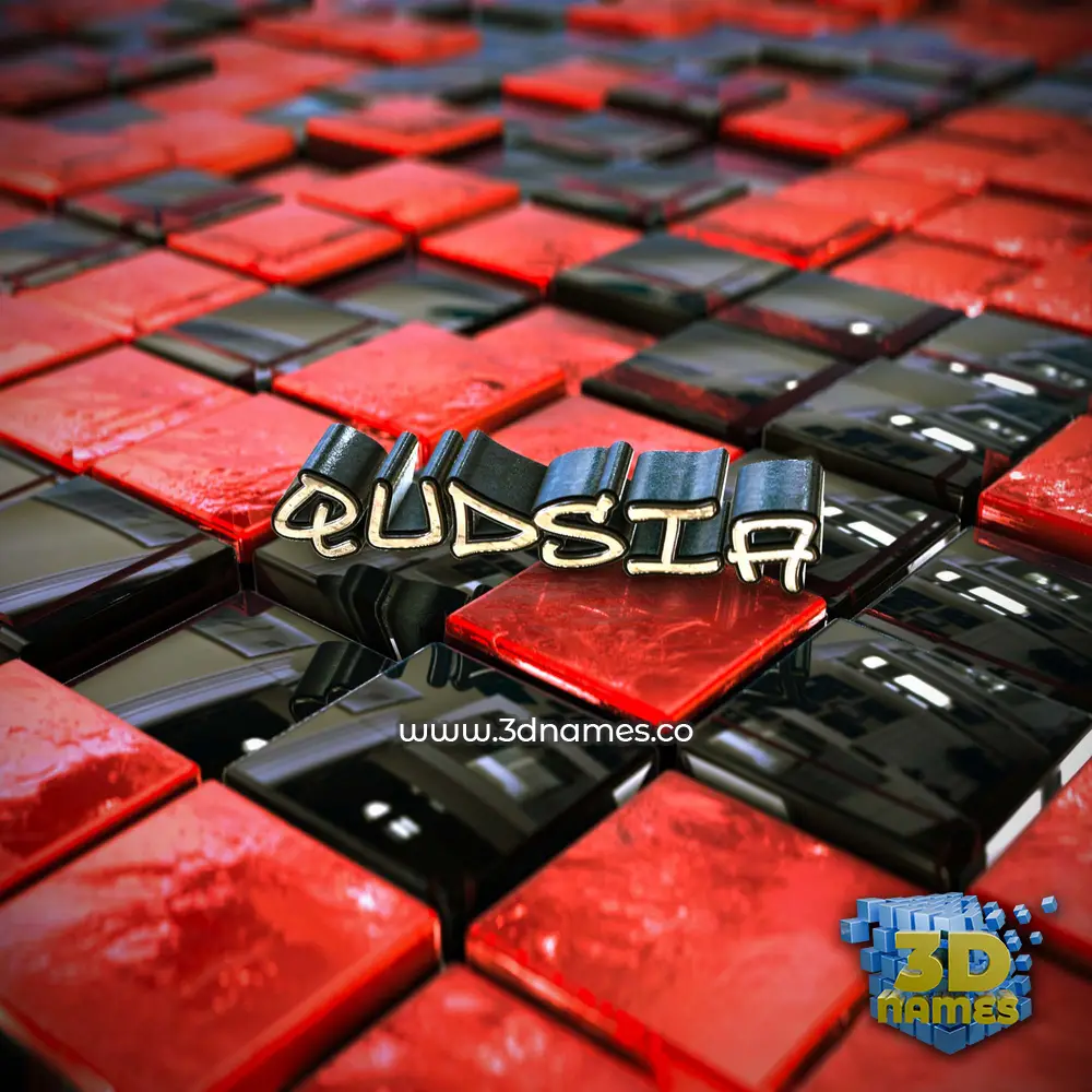 qudsia in Red Checkered style - 3D name wallpaper qudsia in Red Checkered style - 3D name wallpaper
