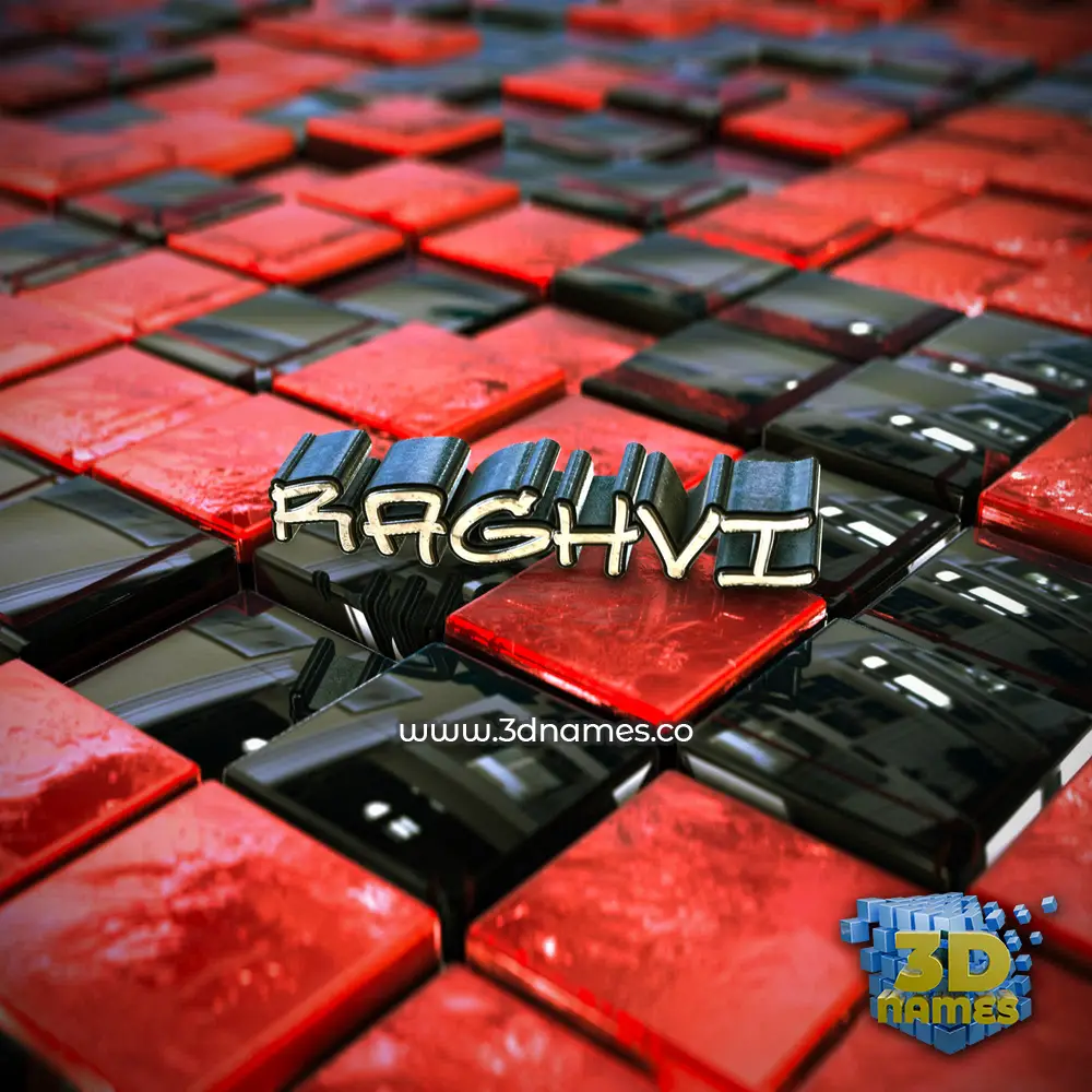 raghvi in Red Checkered style - 3D name wallpaper