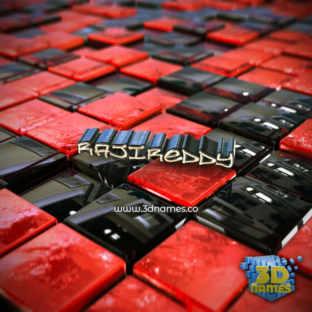 rajireddy in Red Checkered style - 3D name wallpaper