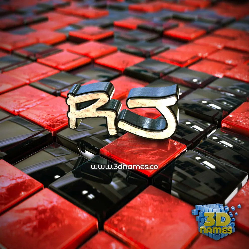 rj in Red Checkered style - 3D name wallpaper