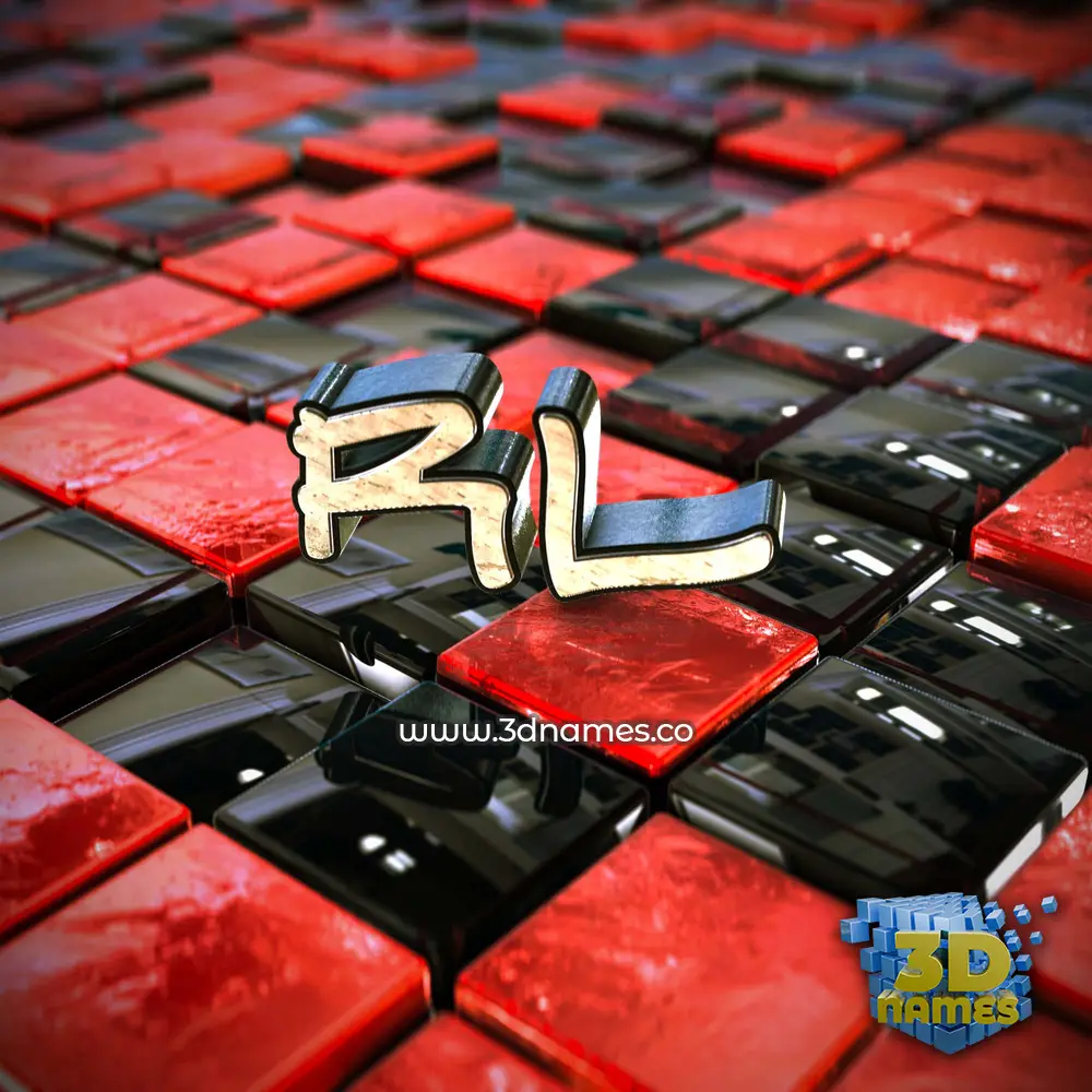 rl in Red Checkered style - 3D name wallpaper