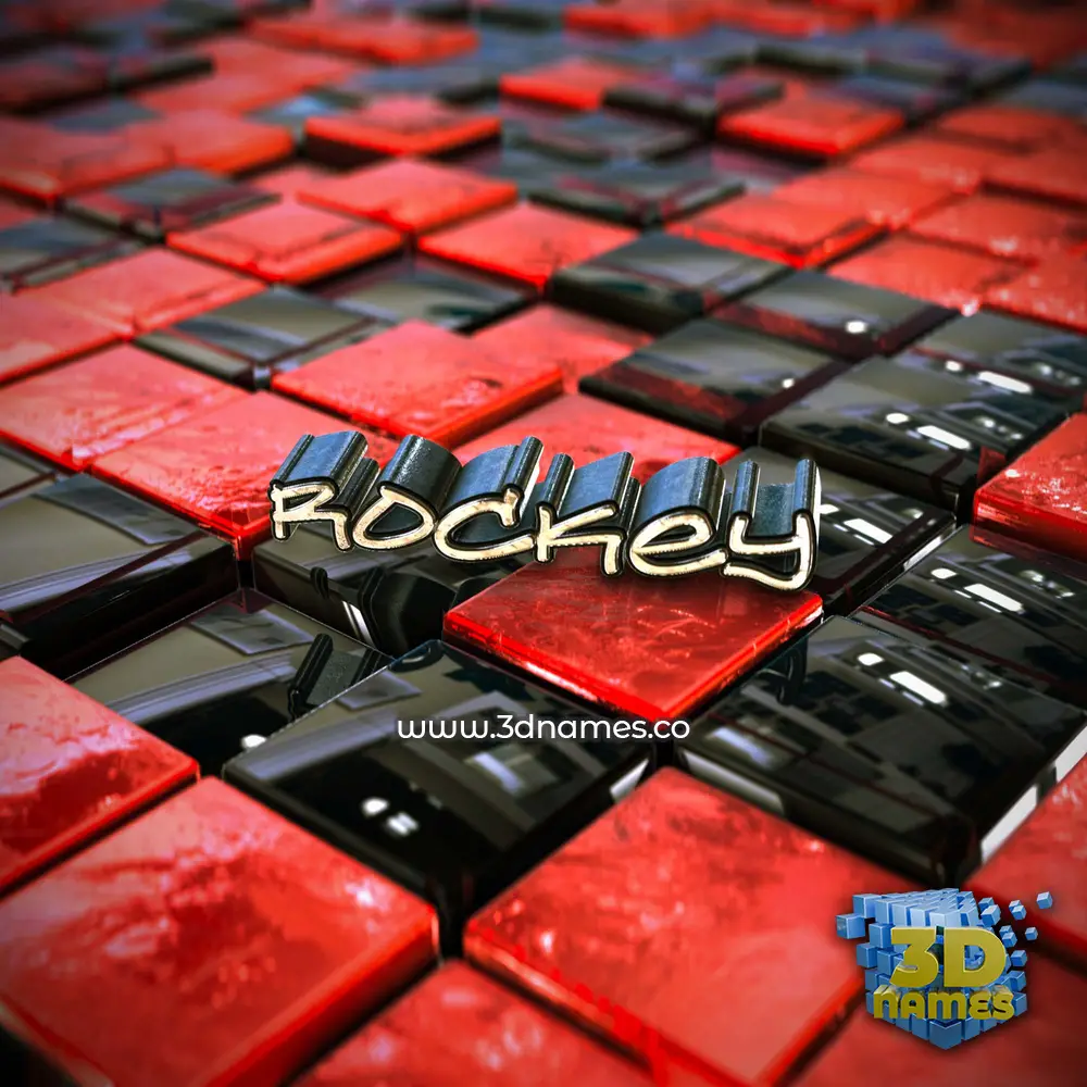 rockey in Red Checkered style - 3D name wallpaper