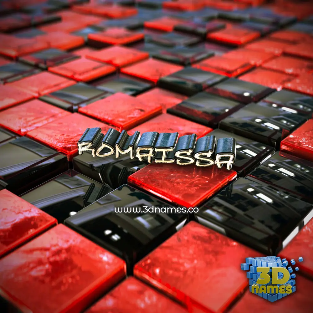 romaissa in Red Checkered style - 3D name wallpaper