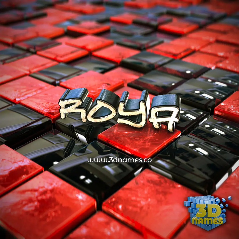roya in Red Checkered style - 3D name wallpaper