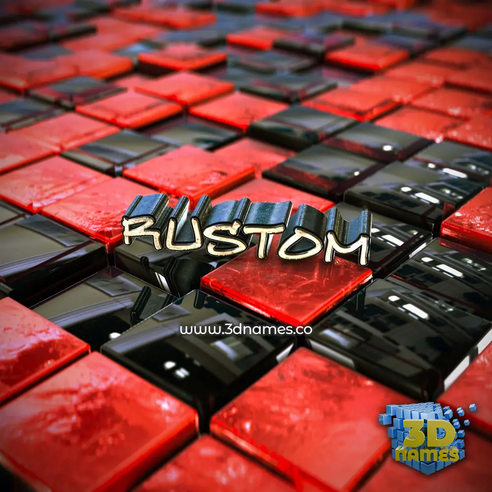 rustom in Red Checkered style - 3D name wallpaper rustom in Red Checkered style - 3D name wallpaper