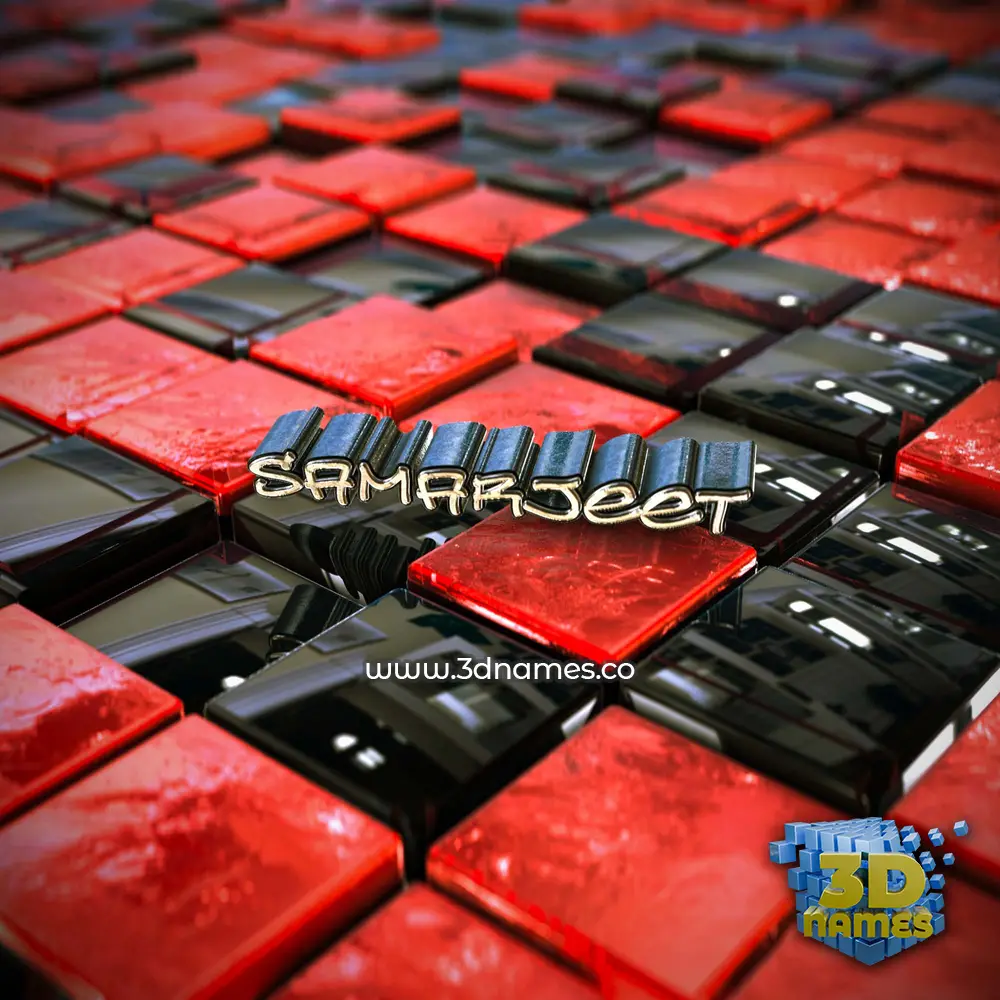 samarjeet in Red Checkered style - 3D name wallpaper