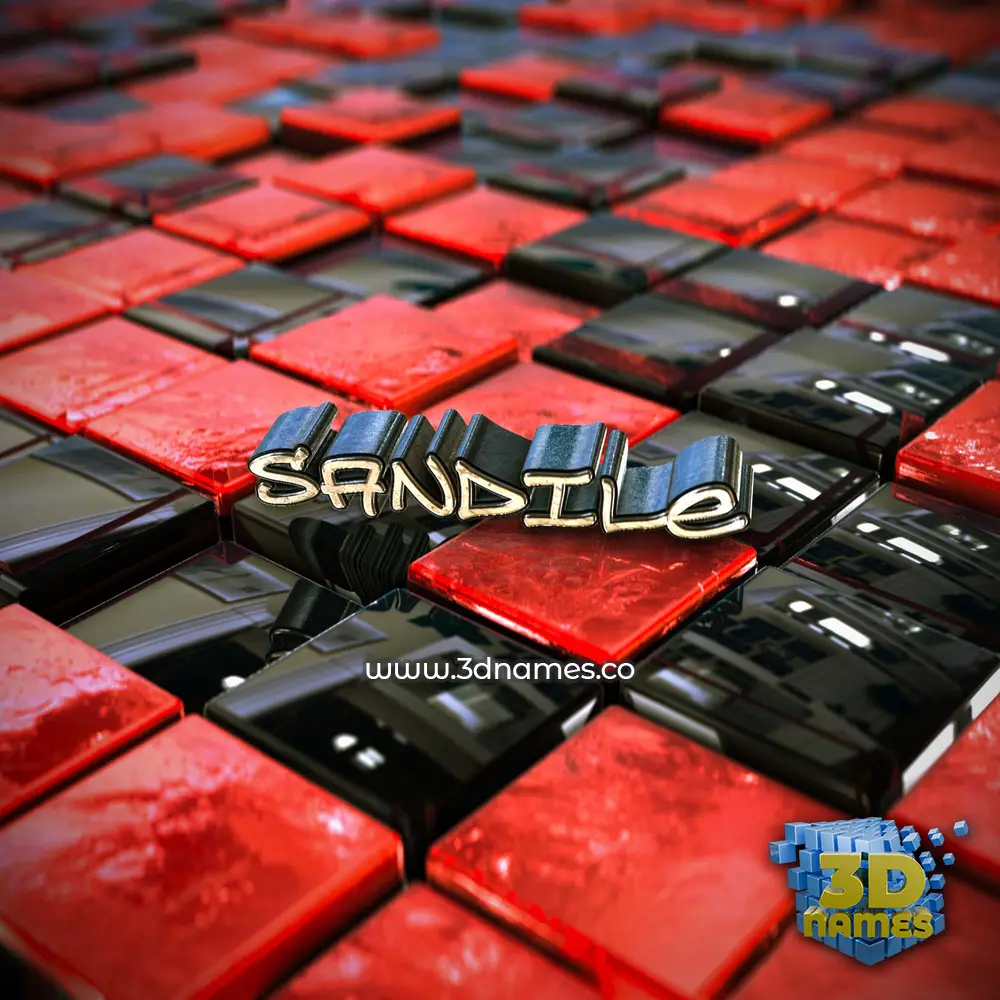 sandile in Red Checkered style - 3D name wallpaper