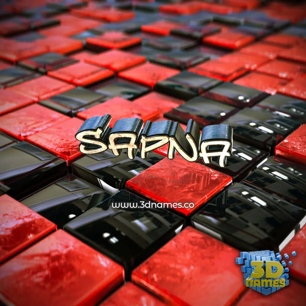 sapna in Red Checkered style - 3D name wallpaper