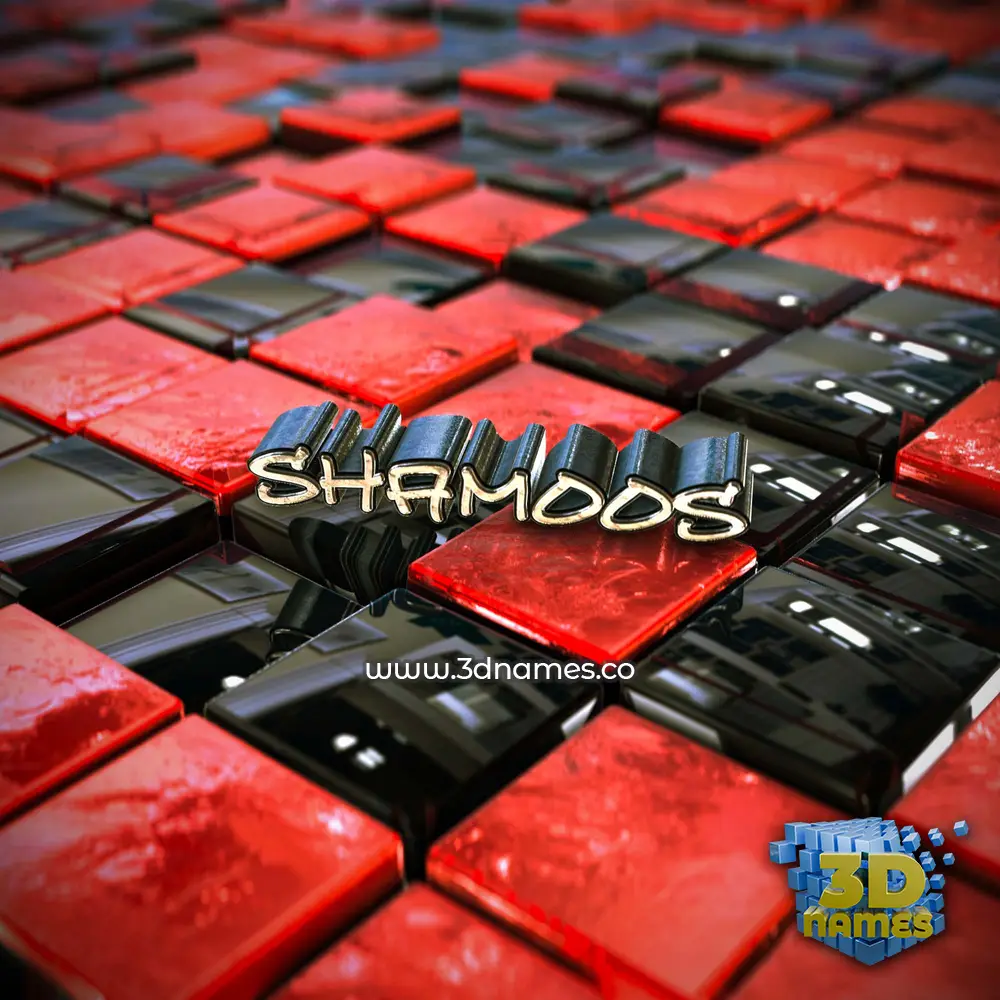 shamoos in Red Checkered style - 3D name wallpaper