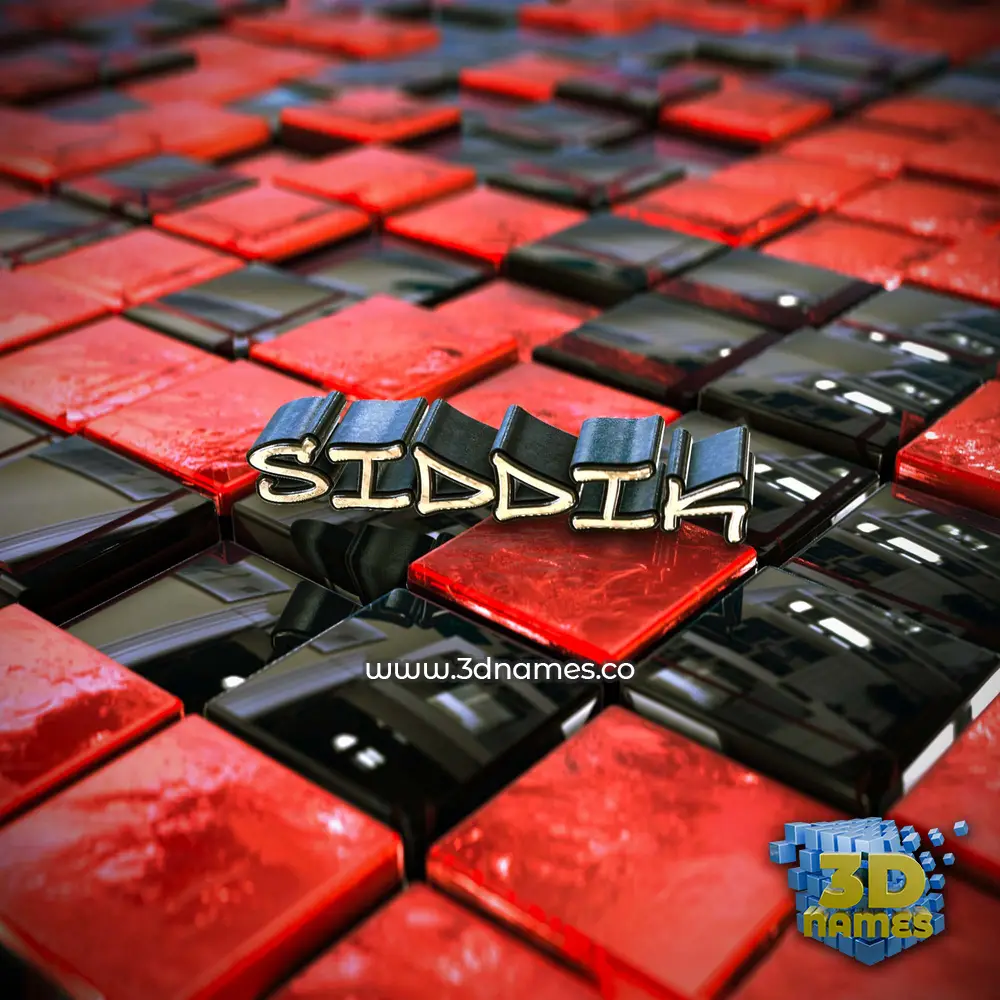 siddik in Red Checkered style - 3D name wallpaper