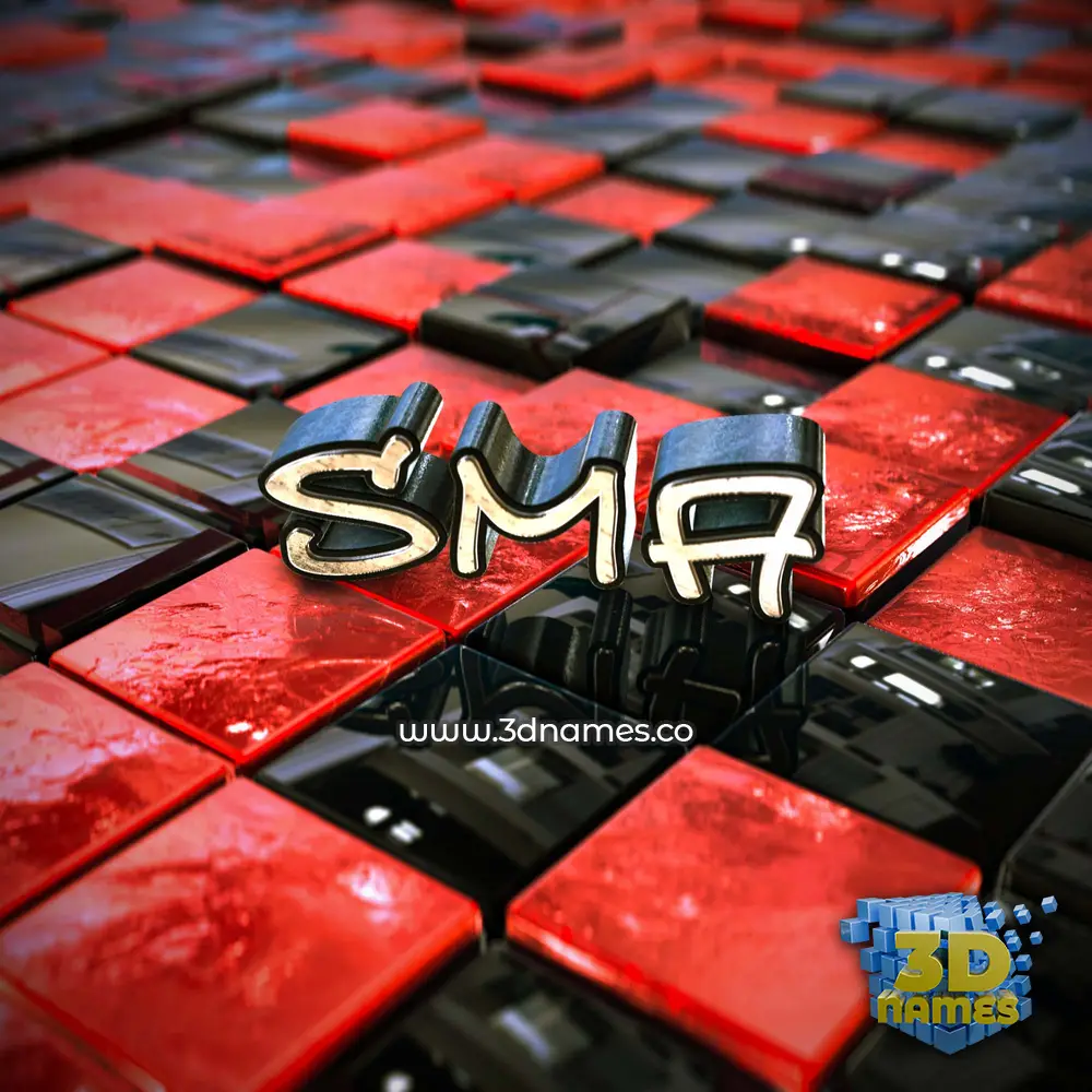 sma in Red Checkered style - 3D name wallpaper sma in Red Checkered style - 3D name wallpaper
