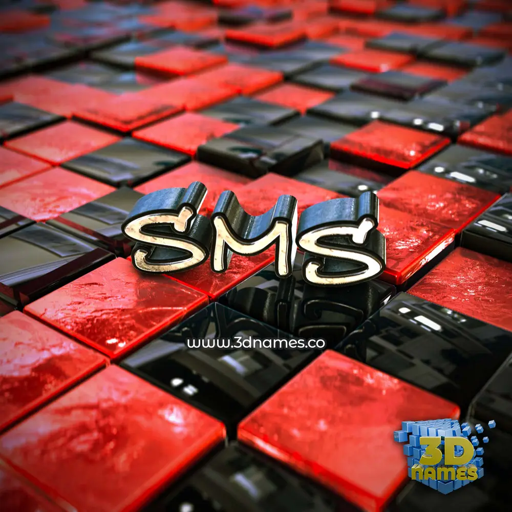 sms in Red Checkered style - 3D name wallpaper sms in Red Checkered style - 3D name wallpaper