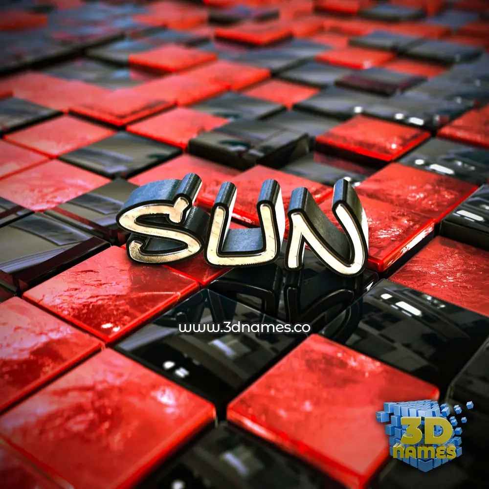 sun in Red Checkered style - 3D name wallpaper sun in Red Checkered style - 3D name wallpaper