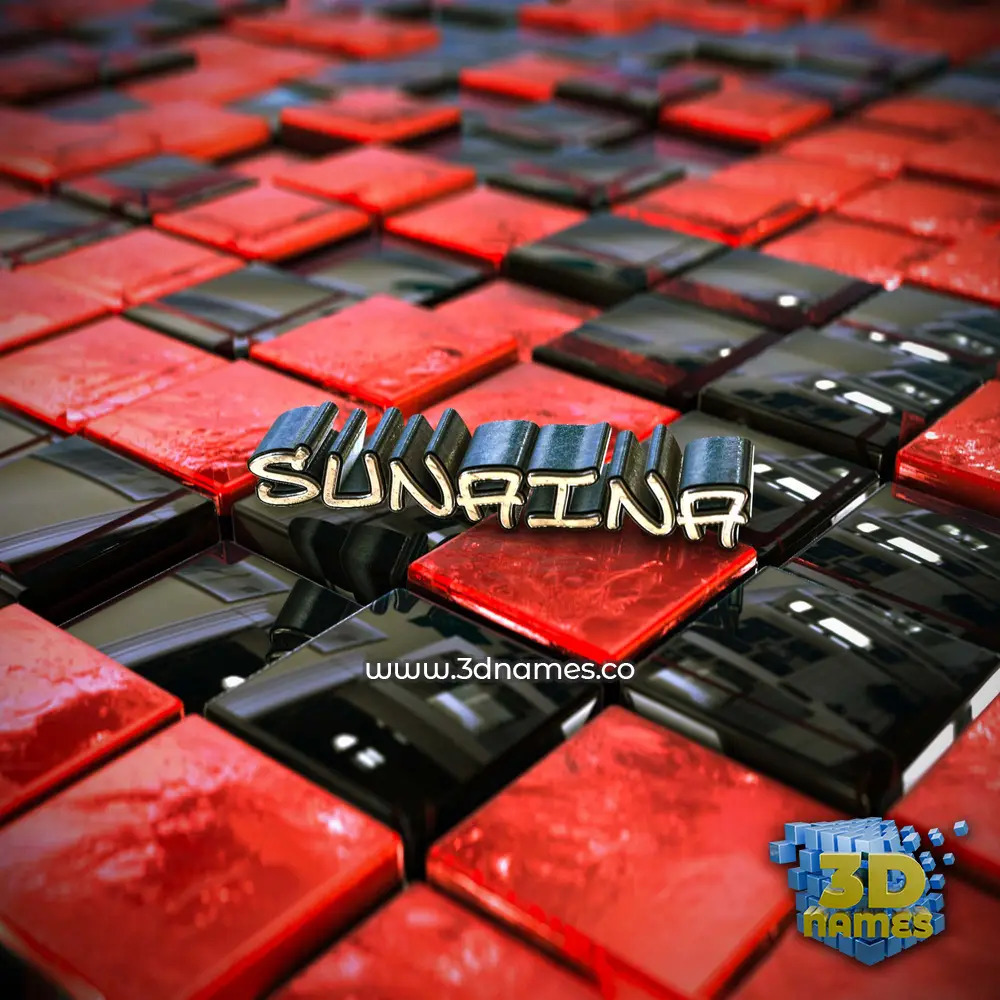 sunaina in Red Checkered style - 3D name wallpaper