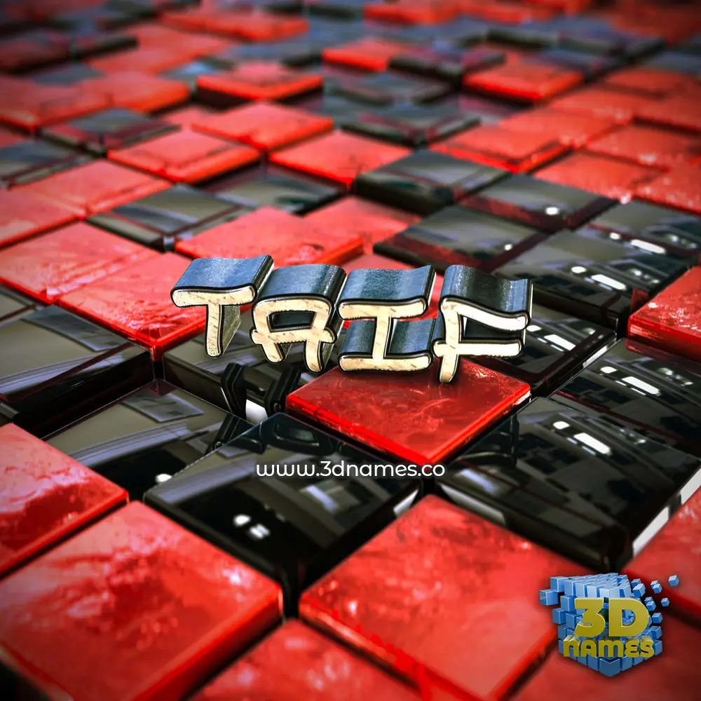 taif in Red Checkered style - 3D name wallpaper