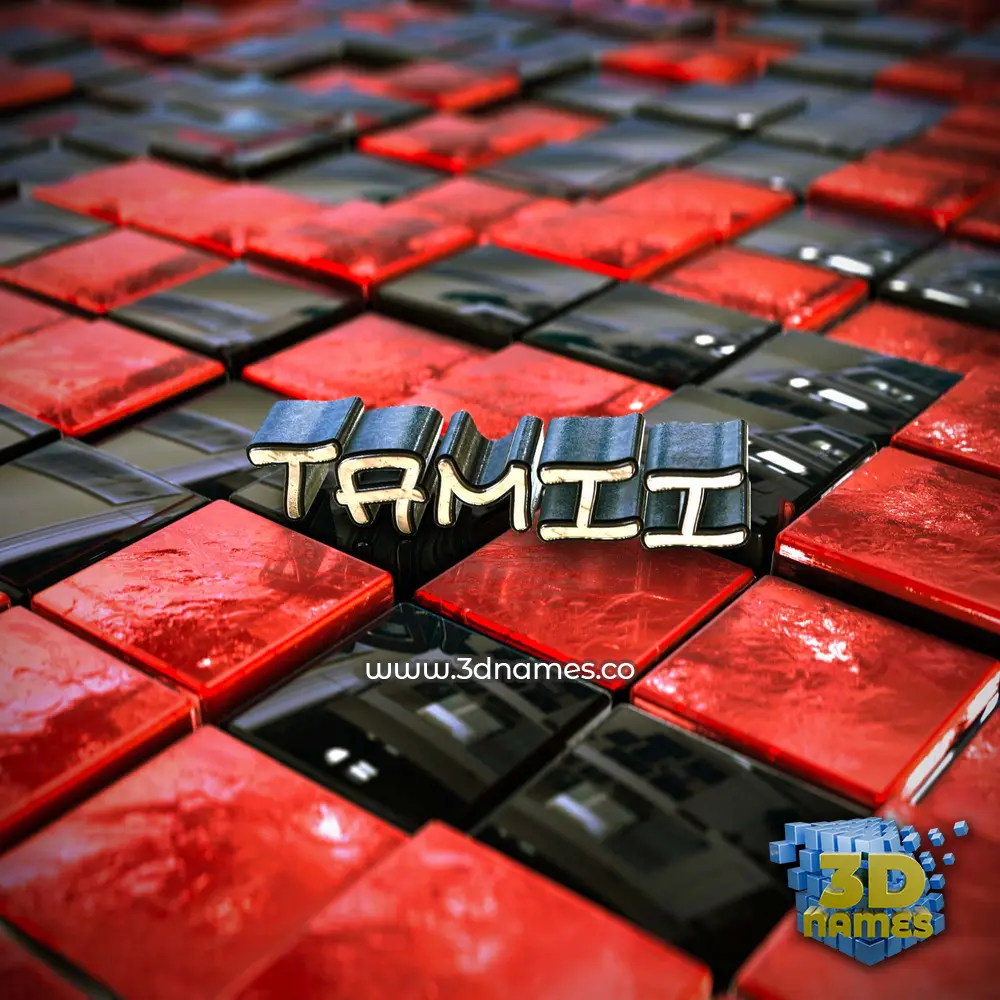 tamii in Red Checkered style - 3D name wallpaper