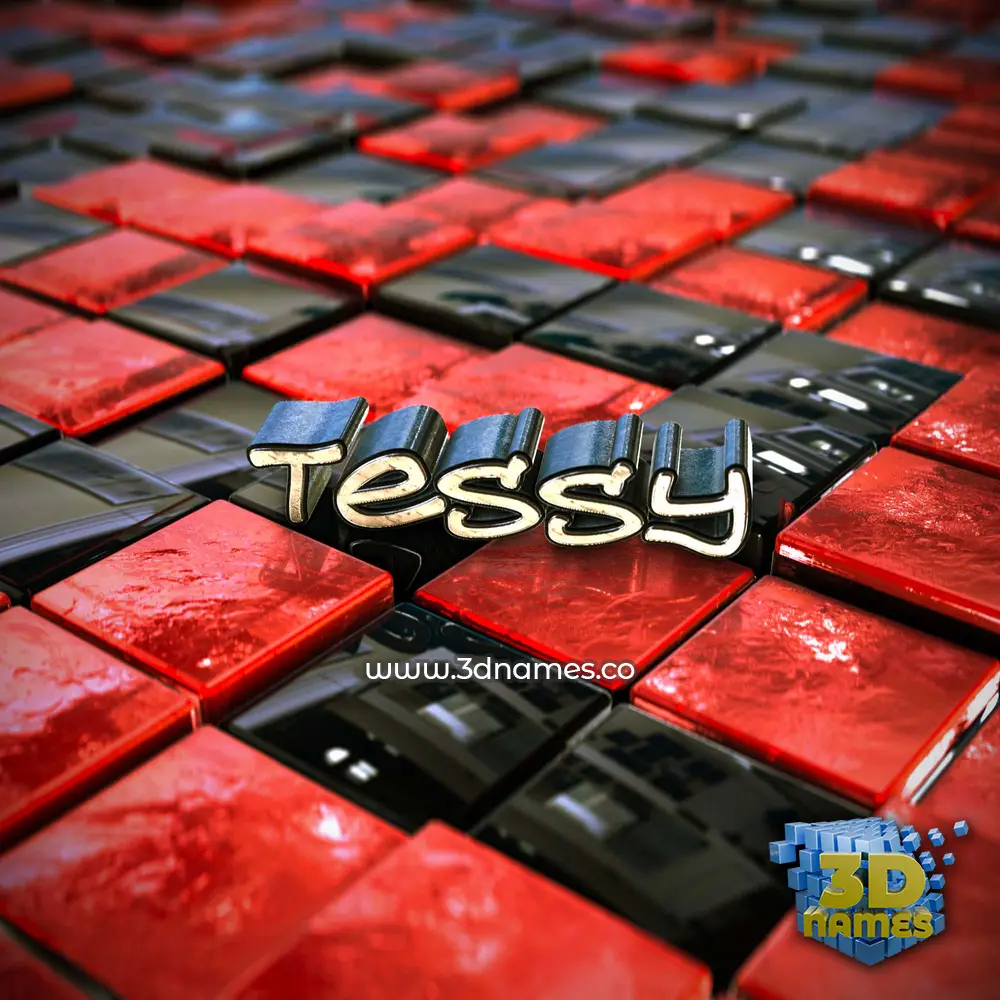 tessy in Red Checkered style - 3D name wallpaper