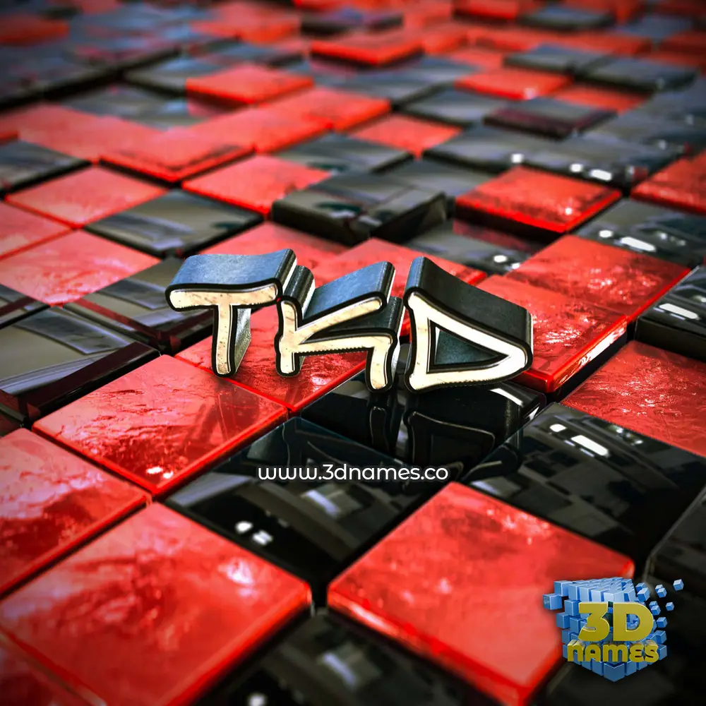 tkd in Red Checkered style - 3D name wallpaper